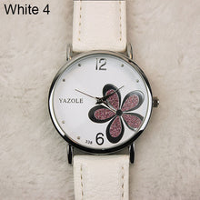 Leather Strap Flower Female Clock Ladies Quartz Wrist Watch