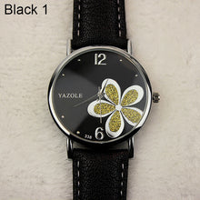 Leather Strap Flower Female Clock Ladies Quartz Wrist Watch